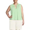 Lands' End Linen Blend Notch Neck Swing Tank Top In Green