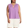Lands' End Linen Blend Notch Neck Swing Tank Top In Purple