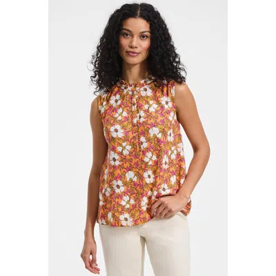 Lands' End Linen Blend Ruffle Trim Tank Top