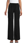Lands' End Linen High Rise Elastic Back Wide Leg Cargo Pants