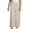 Lands' End Plus Size Linen High Rise Palazzo Pants In Champagne/linen
