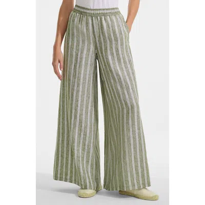 Lands' End Linen High Rise Palazzo Pants In Green