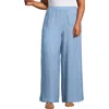 Lands' End Plus Size Linen High Rise Palazzo Pants In Soft Blue Linen