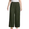 Lands' End Plus Size Linen High Rise Palazzo Pants In Washed Moss