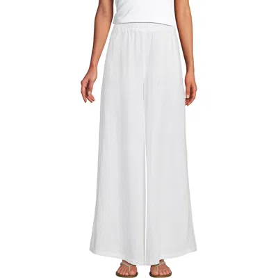 Lands' End Linen High Rise Palazzo Pants In White