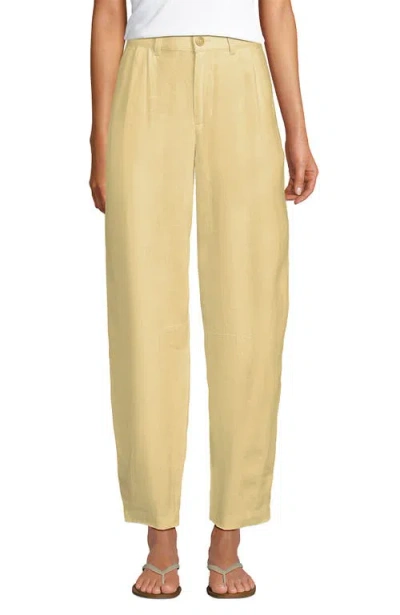 Lands' End Linen High Rise Pleated Barrel Leg Pants In Yellow