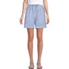Lands' End Linen High Rise Pull On 7" Shorts In Blue