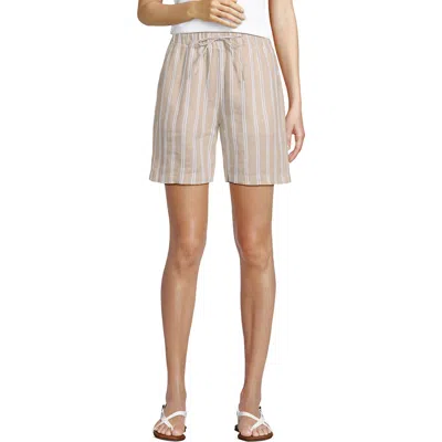 Lands' End Linen High Rise Pull On 7" Shorts In Neutral