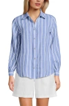 Lands' End Linen Long Sleeve Feminine Shirt In Blue