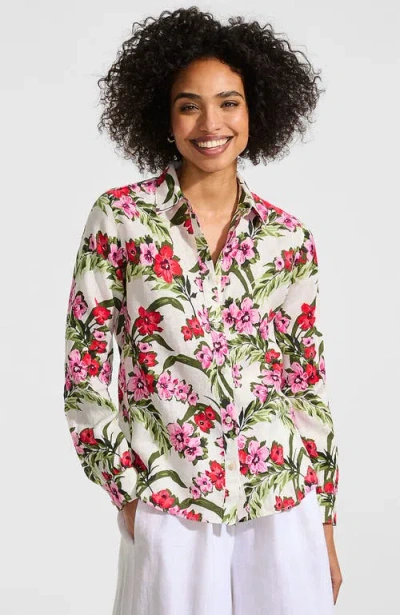 Lands' End Linen Long Sleeve Feminine Shirt In Multi