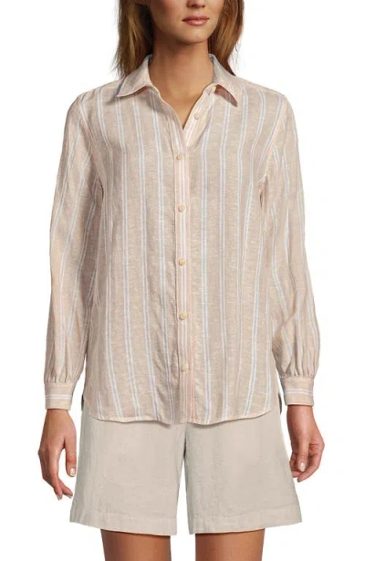 Lands' End Linen Long Sleeve Feminine Shirt In Multi