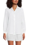 Lands' End Linen Long Sleeve Feminine Shirt In White