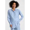 Lands' End Linen Oversized Button Front Shirt In Blue
