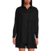 Lands' End Linen Oversized Button Front Shirt In Black