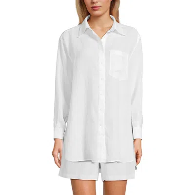 LANDS' END LANDS' END LINEN OVERSIZED BUTTON FRONT SHIRT