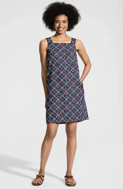 Lands' End Linen Shift Above The Knee Dress In Blue