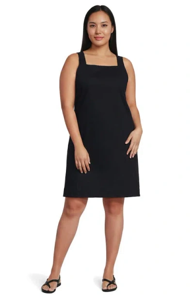 Lands' End Linen Shift Above The Knee Dress In Black