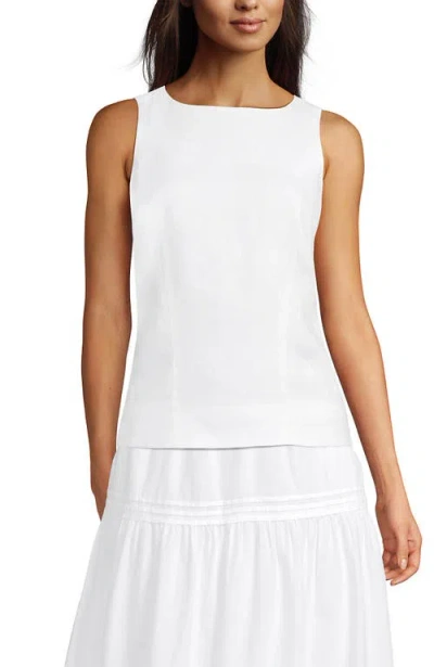 Lands' End Linen Sleeveless Peplum Top In White