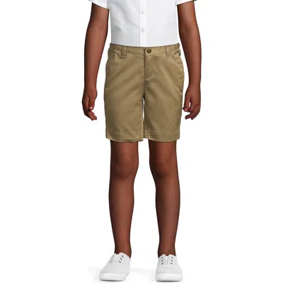 Lands' End Kids'  Little Girls Slim Plain Front Blend Chino Shorts In Khaki