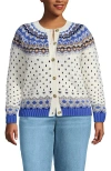 Lands' End Lofty Birdseye Fair Isle Cardigan Sweater In Yellow