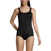 Lands' End Long Chlorine Resistant Scoop Neck Soft Cup Tugless Sporty One Piece Swimsuit In Black