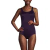 Lands' End Long Chlorine Resistant Scoop Neck Soft Cup Tugless Sporty One Piece Swimsuit In Blackberry