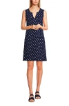 Lands' End Long Cotton Jersey Sleeveless Swim Cover-up Dress Print In Deep Sea Polka Dot