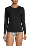 Lands' End Long Sleeve Relaxed Upf 50 Rash Guard In Black