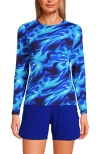 Lands' End Long Sleeve Relaxed Upf 50 Rash Guard In Electric Blue Multi/swirl
