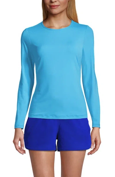 Lands' End Long Sleeve Relaxed Upf 50 Rash Guard In Turquoise