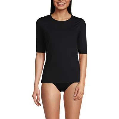 Lands' End Elbow Sleeve Relaxed Upf 50 Rash Guard In Black