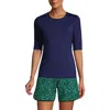 Lands' End Elbow Sleeve Relaxed Upf 50 Rash Guard In Deep Sea Navy