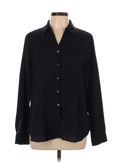Pre-owned Lands' End Long Sleeve Blouse In Black