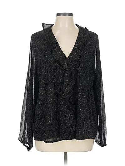 Pre-owned Lands' End Long Sleeve Blouse In Black