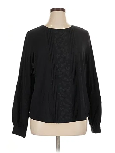 Pre-owned Lands' End Long Sleeve Blouse In Black