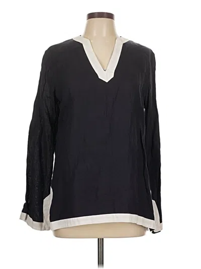 Pre-owned Lands' End Long Sleeve Blouse In Black
