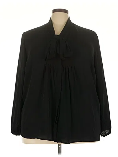 Pre-owned Lands' End Long Sleeve Blouse In Black