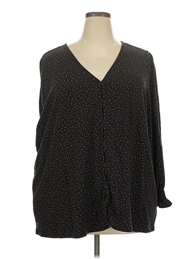 Pre-owned Lands' End Long Sleeve Blouse In Black