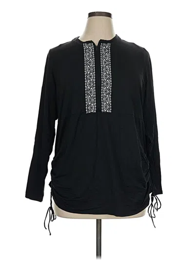 Pre-owned Lands' End Long Sleeve Blouse In Black