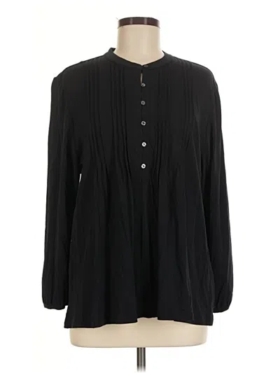 Pre-owned Lands' End Long Sleeve Blouse In Black