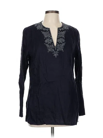 Pre-owned Lands' End Long Sleeve Blouse In Blue