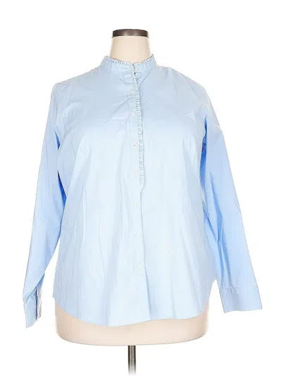 Pre-owned Lands' End Long Sleeve Blouse In Blue