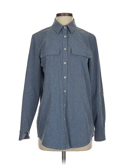 Pre-owned Lands' End Long Sleeve Blouse In Blue