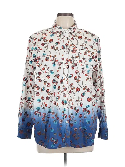Pre-owned Lands' End Long Sleeve Blouse In Blue