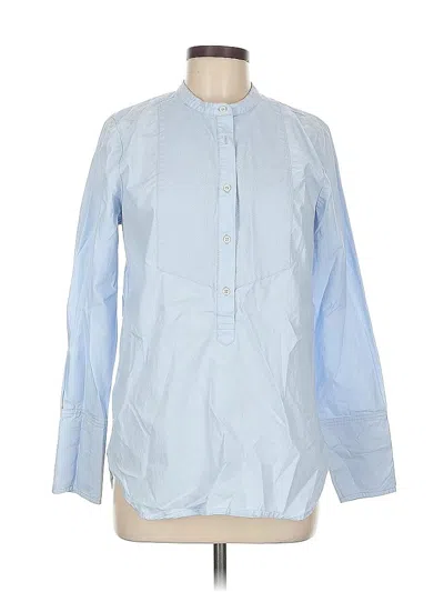 Pre-owned Lands' End Long Sleeve Blouse In Blue