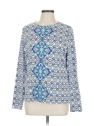 Pre-owned Lands' End Long Sleeve Blouse In Blue