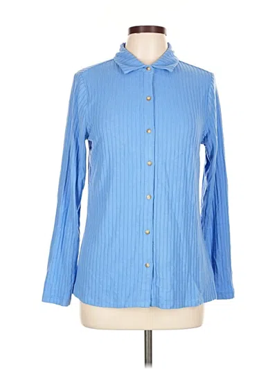 Pre-owned Lands' End Long Sleeve Blouse In Blue