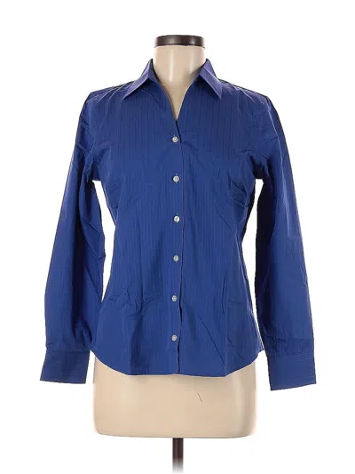Pre-owned Lands' End Long Sleeve Blouse In Blue
