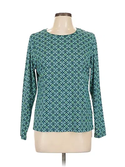 Pre-owned Lands' End Long Sleeve Blouse In Blue