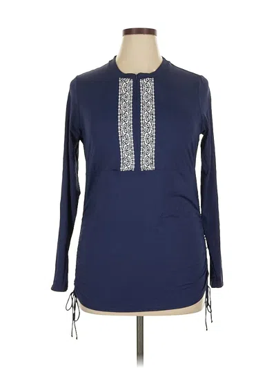 Pre-owned Lands' End Long Sleeve Blouse In Blue